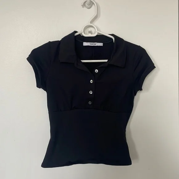 トップス tankair POLOBABY TEE Polo Baby Tee in Black - Tank Air